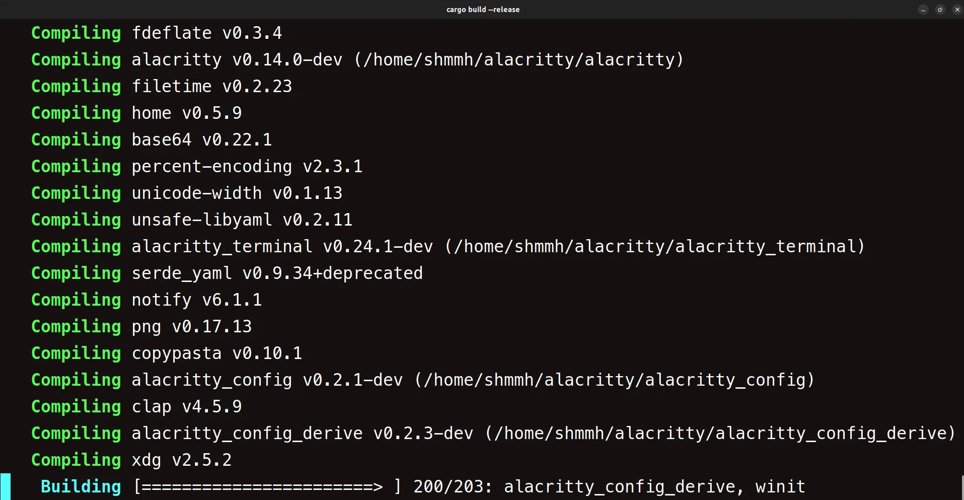 Building alacritty